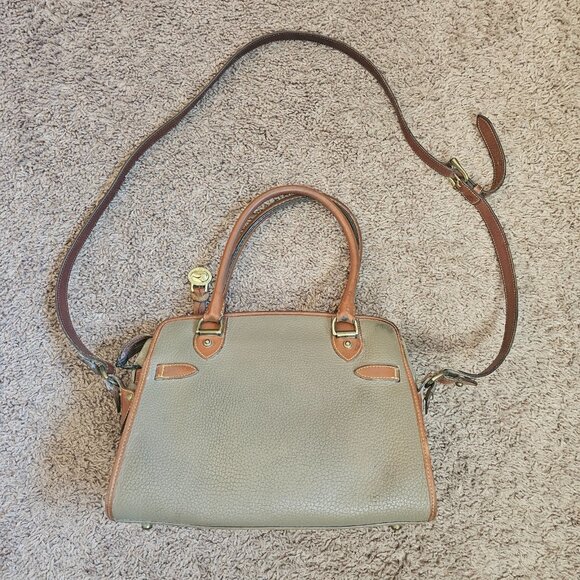 Dooney & Bourke R212 Buckle Satchel AWL Leather Crossbody Top Handle Beige USA - Picture 5 of 16